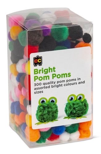 PomPom 15-35mm Bright Assorted Colours Pack 300 EC